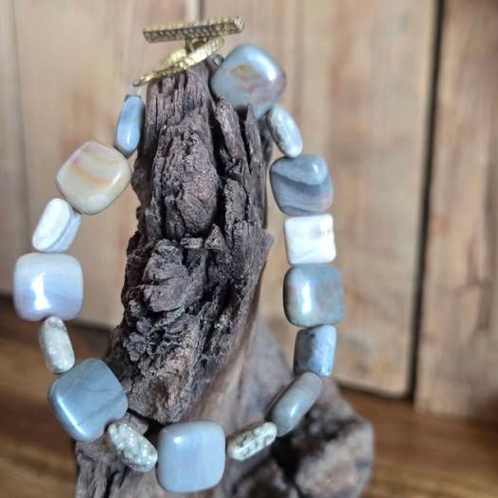 Banded Agate Bracelet | Natural Gray Agate Stone Bracelet